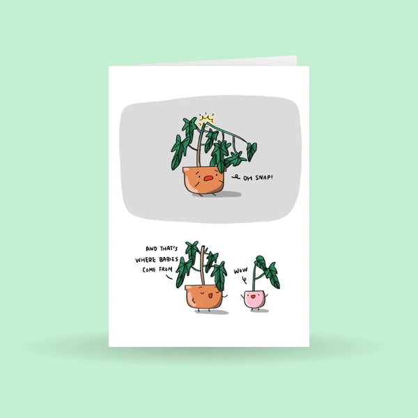 Where babies come from, plant greeting card