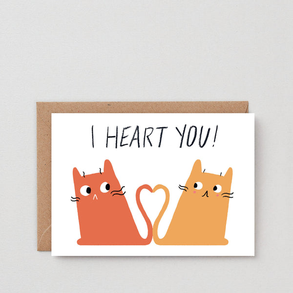 'I Heart You – Cats' Greetings Card by WRAP